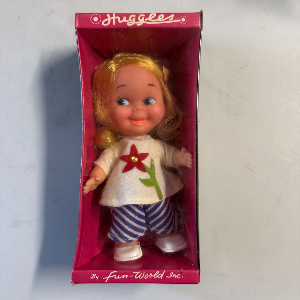 RARE‎ Vintage Huggles Doll Fun-World Inc Woolworths Item 9565 Blonde Sealed 6 in